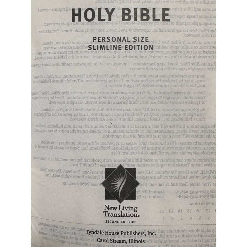 Tyndale NLT New Living Translation Bible Faux Leather Slimline Christian Geo